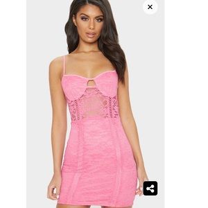 PINK TRIM LACE DRESS